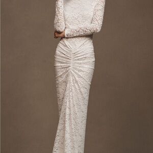 Ronny Kobo White Lace Long Sleeve Gown